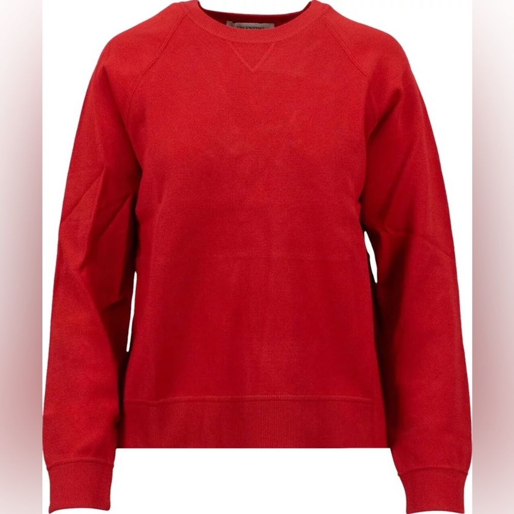 Valentino NWT VALENTINO Red Flare Back Crew Sweater Top Size M $1895